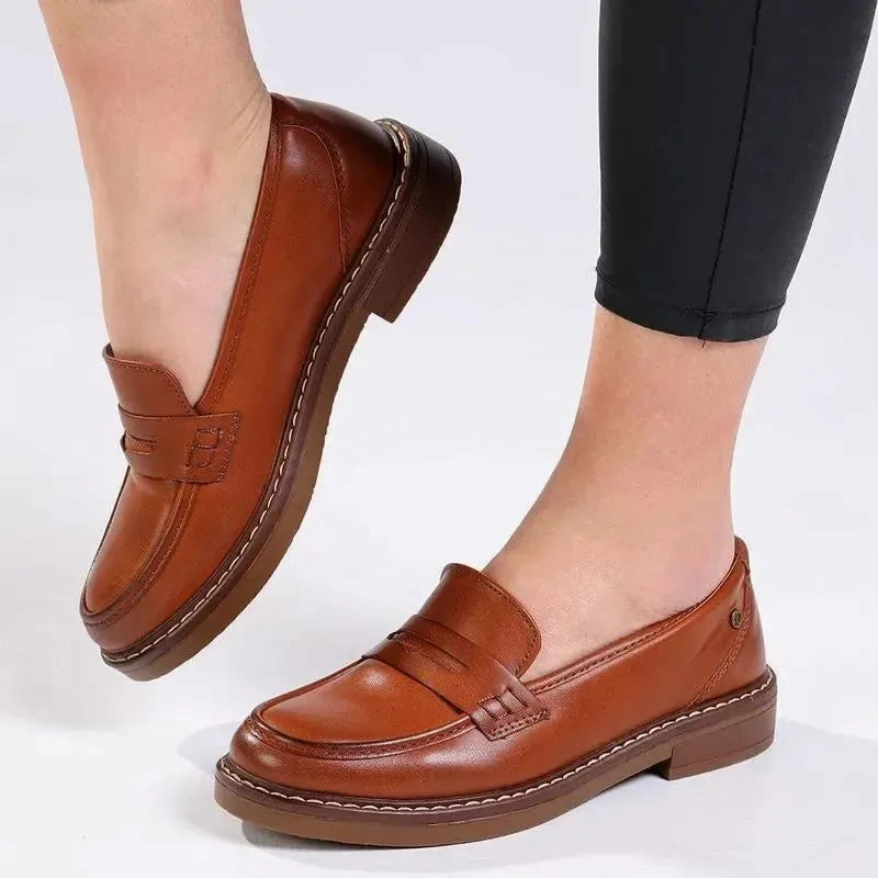 Pierre Cardin Lydie 2 Moccasion With Saddle - Tan Vintage 3989 Brogue Shoes