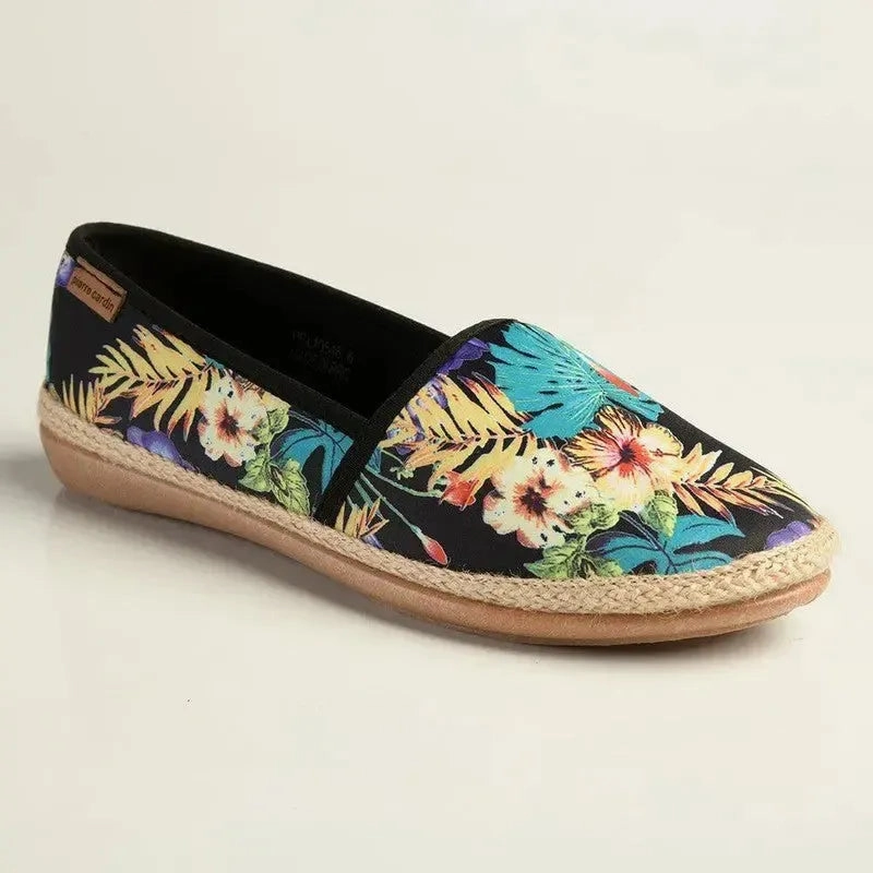 Pierre Cardin St Tropez 8 Espadrille Slip On - Black Floral Ghillie Brogues Animal Crossing