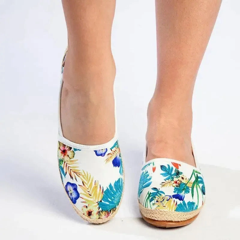 Pierre Cardin St Tropez 8 Espadrille Slip On - White Floral Two Tone Leather Brogues