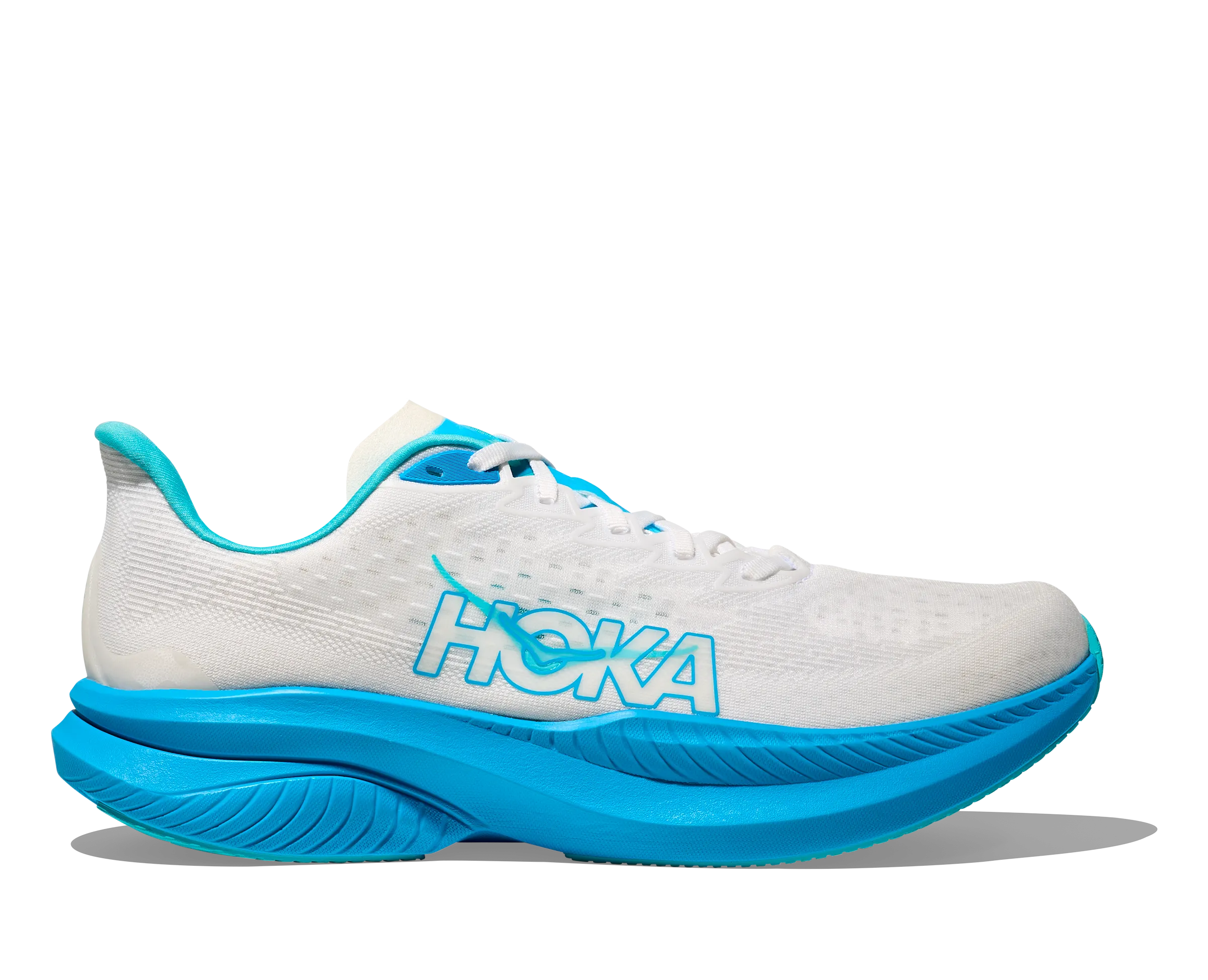 Running Shoes Retailers HOKA Men's Mach 6 - WHITE / SKYWARD BLUE