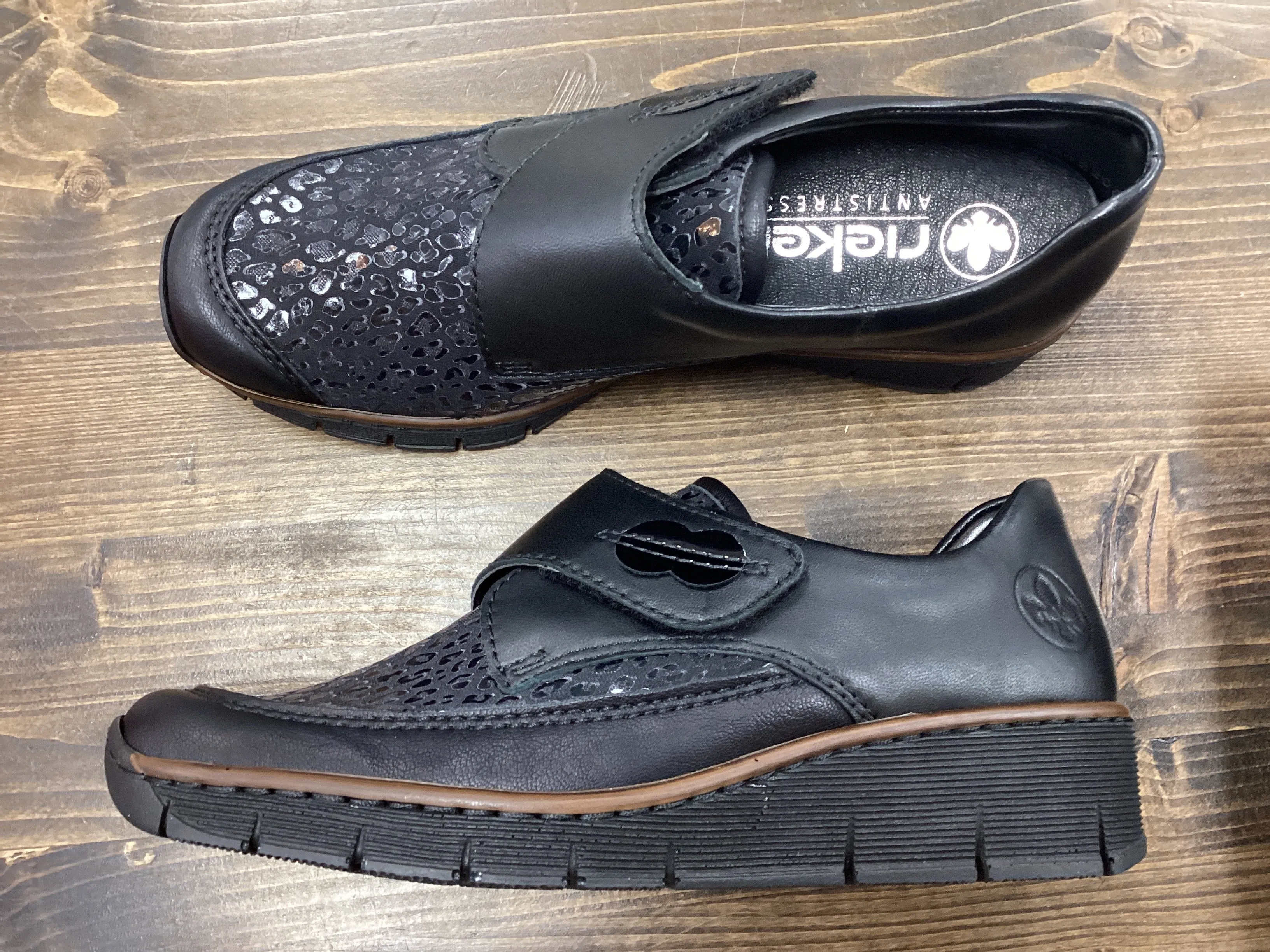 Rieker 537C0-00 Black Loafer And White Loafers