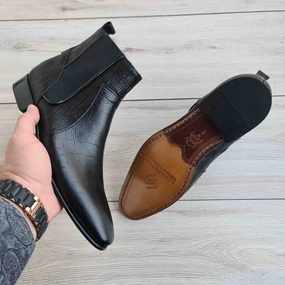 Best Everyday Chelsea Boots Raphael Black Men's Chelsea Genuine Croco Leather Boots