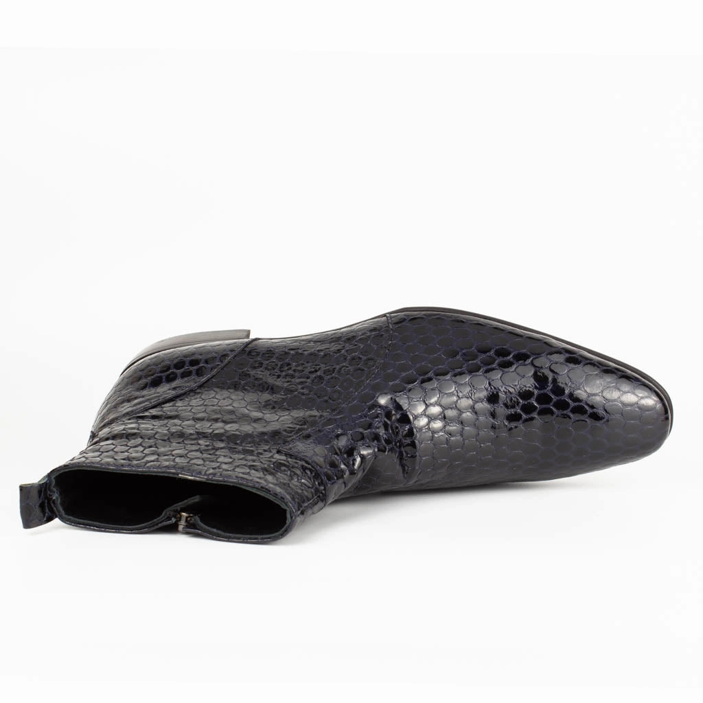 Raphael Dark Navy Men's Chelsea Genuine Leather Boots Lace Up Chelsea Boots