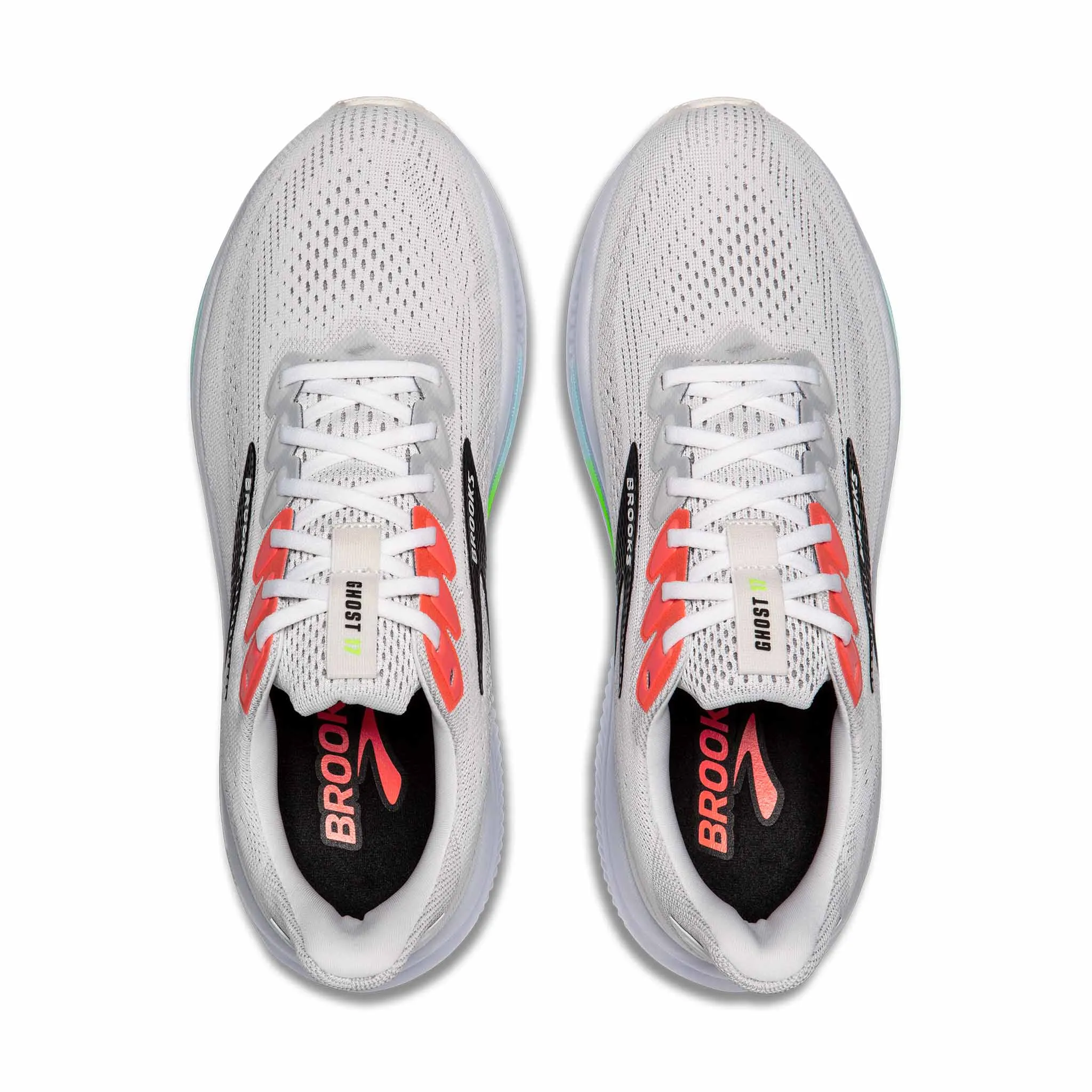 Brooks | Men's Ghost 17 Running Shoes - White/Pink Clay/Gecko Best Running Walking Shoes