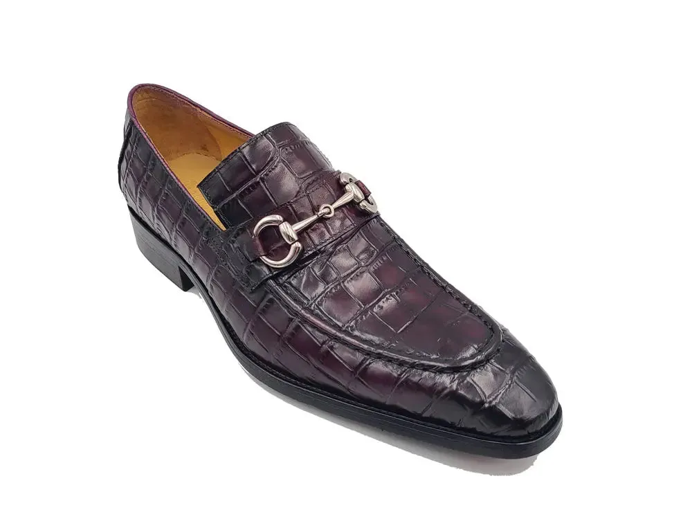 Buckle Loafer w Gator Embossed Leather Loafers Toe Split