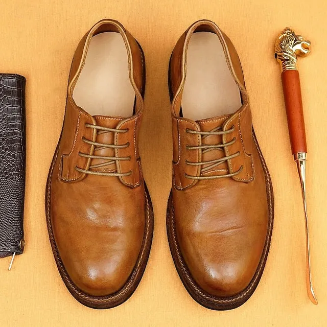 Shoes Lace Up Heels and Men's Tan Goodyear Derby Shoes Clean Leather Welt with