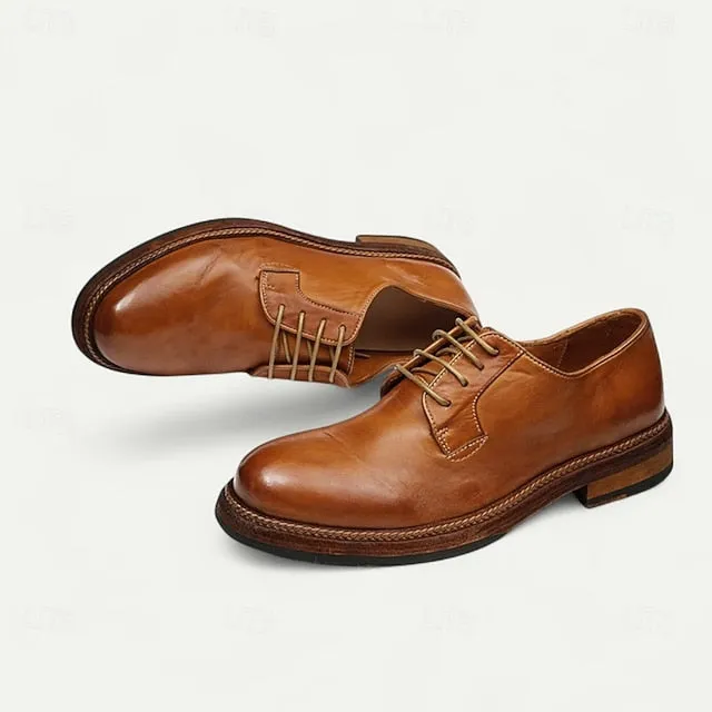 and Men's Tan Goodyear Derby Shoes Clean Leather Welt with