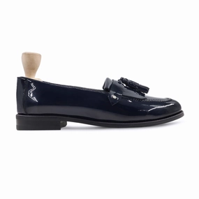 Leather Driver Loafers Mervin - Ladies Dark Blue Patent Leather Loafer