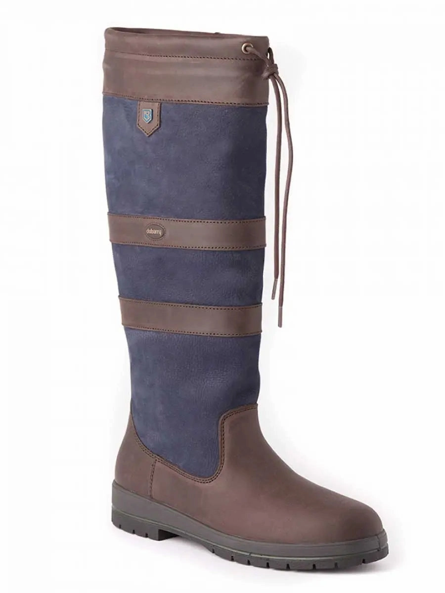 Dubarry Galway Womens Leather Country Boots - Navy & Brown Waterproof Shoes With Grip