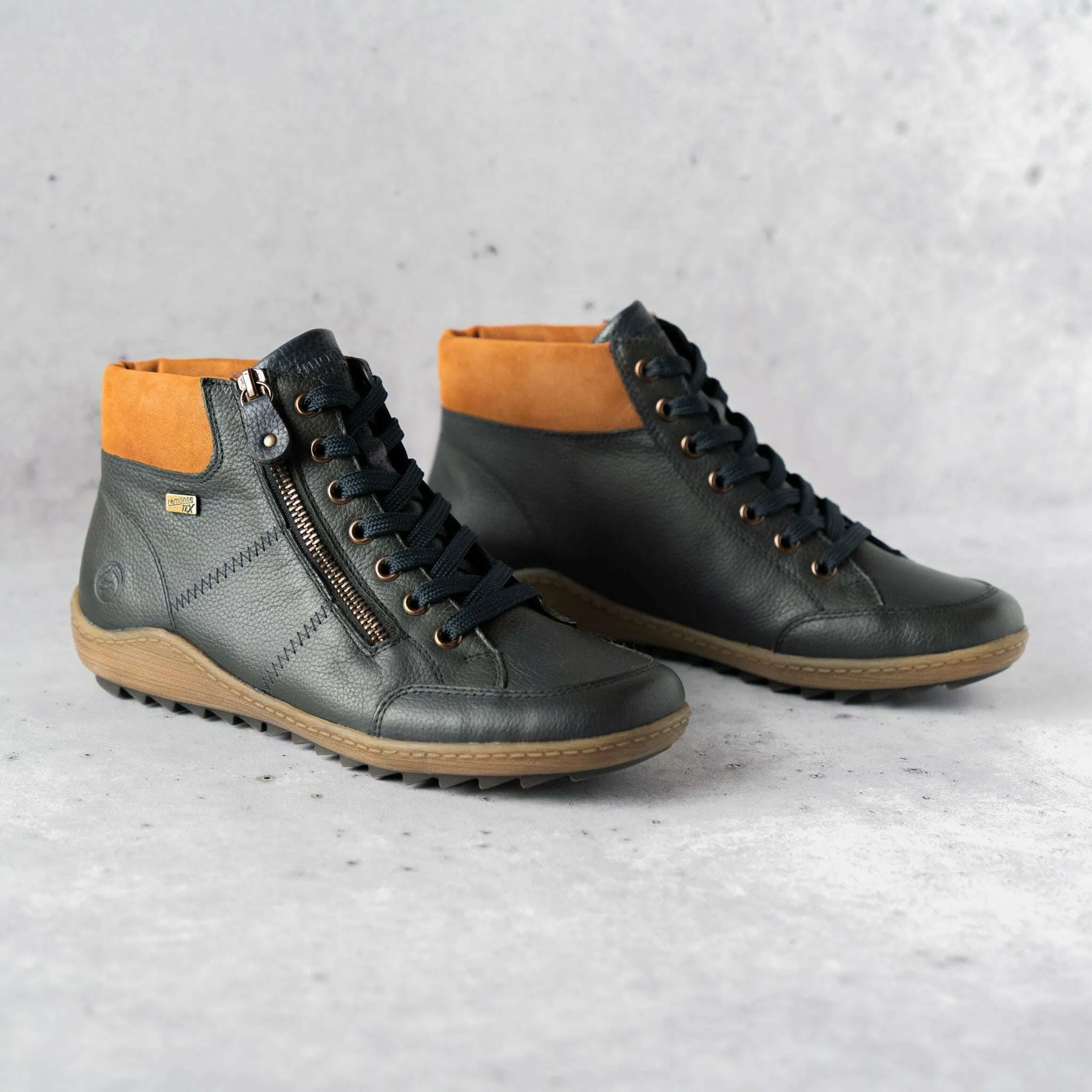 Water Resistant Shoes Vs Waterproof REMONTE  - R1457-14 in Navy with Brown
