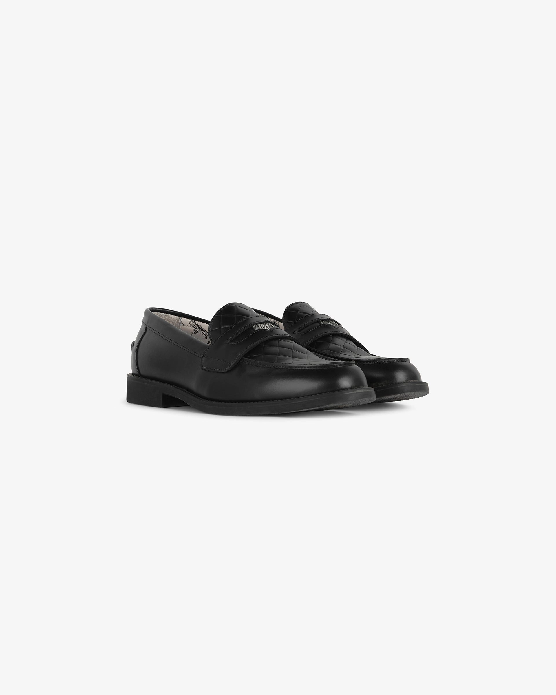 Fringe Loafers Represent X Duke   Dexter Leather Weave Loafer - Black