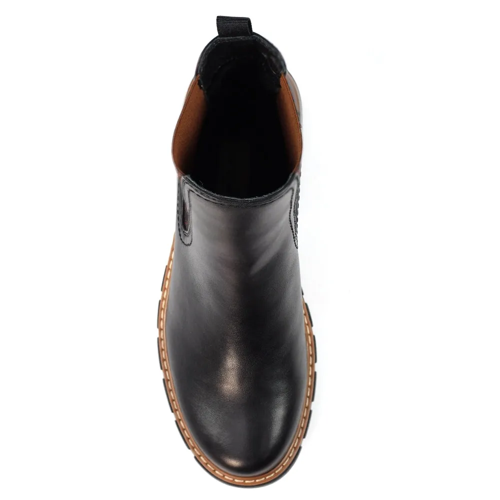 Ribble Black Ankle Boots with Leopard Heeled Chelsea Boots