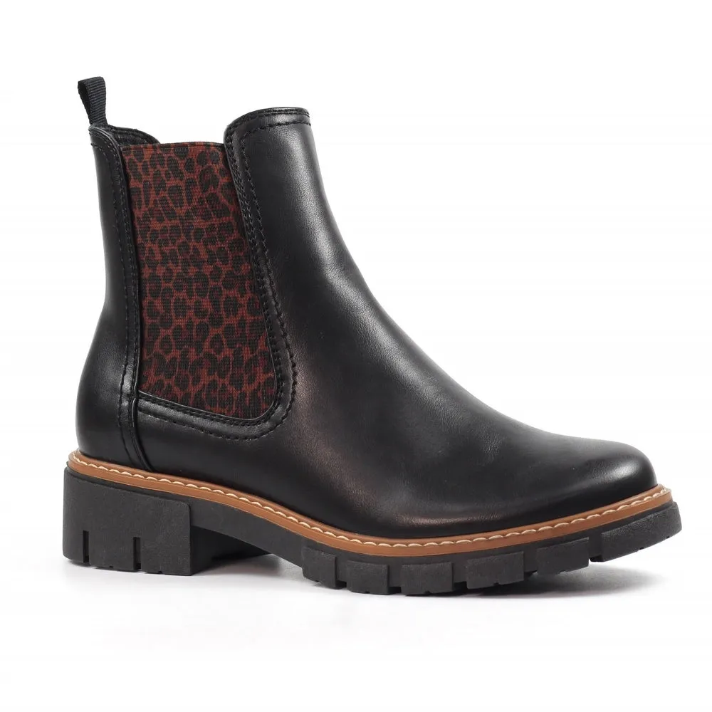 Over Knee Thigh Boots Ribble Black Ankle Boots with Leopard