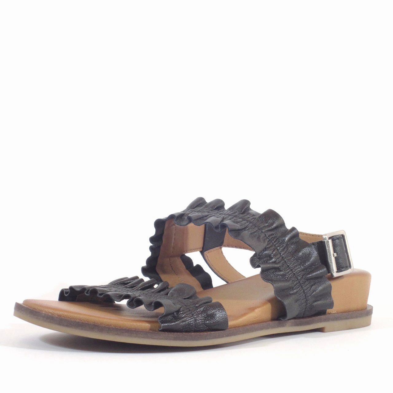 Cassandra Wedge Espadrilles In Leather With Monogram Roche Ruched Leather Sandals