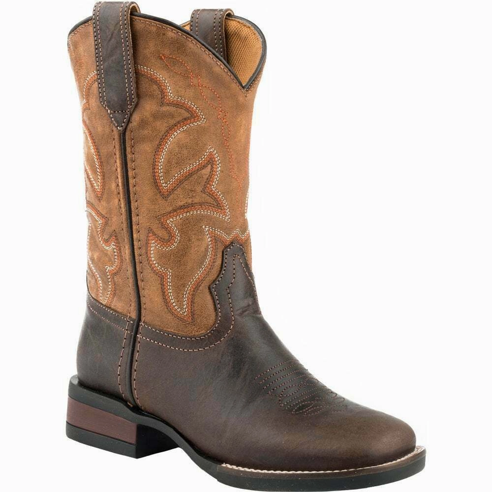 Roper 09-018-0911-2408 Monterey Square Toe Kids Boys Western Cowboy Boots Sporty Dress Shoes