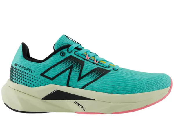 Coast Running Shoes New Balance Fuel Cell Propel V5 Ladies Running Shoe (Cyber Jade/Ambient Pink/Ultra Pink)