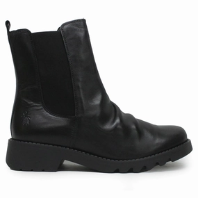 Fly London RAFY332FLY Rug Leather Women's Black Ankle Boots Primark Chelsea Boots