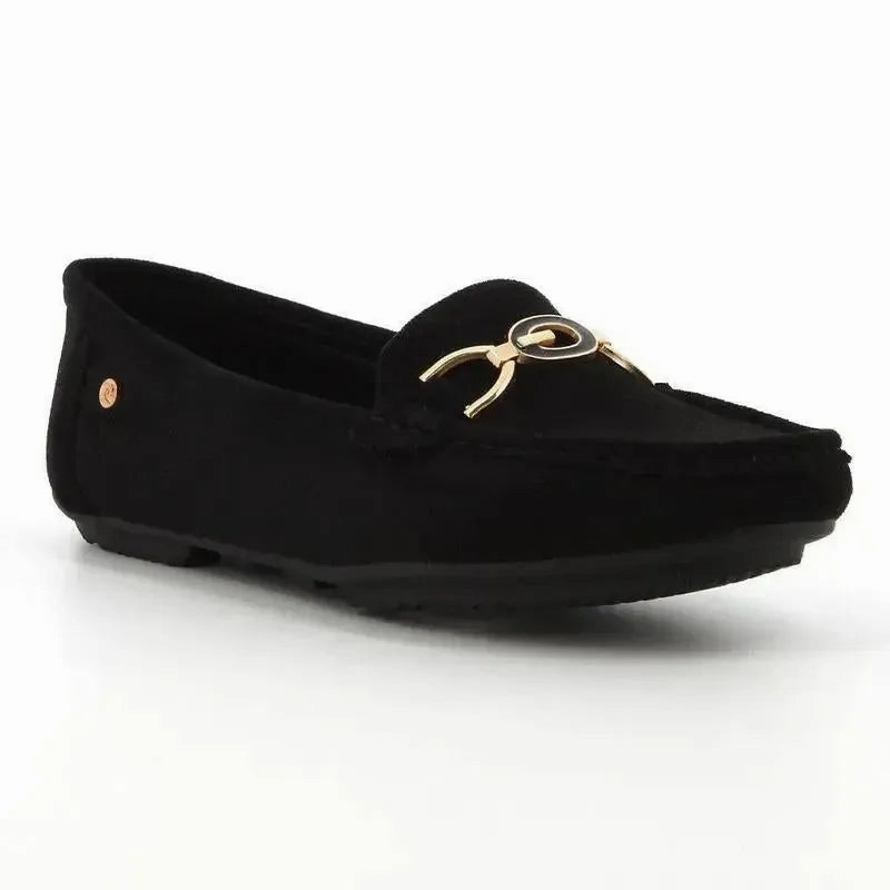 Pierre Cardin 12 Moccasin With Metal Trim Loafer - Black Suede Derby Brogue