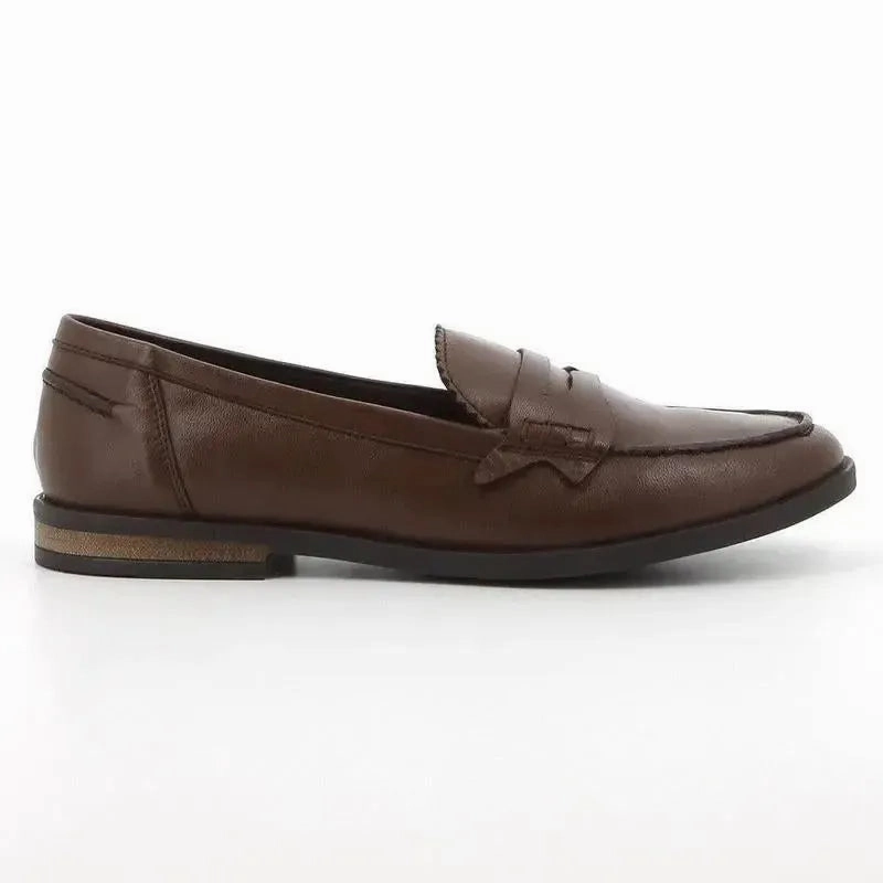 Hush Puppies Suzie Leather Loafer with Saddle - Brown