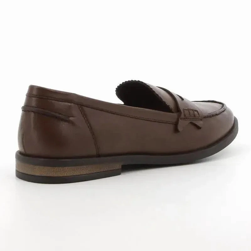 Hush Puppies Suzie Leather Loafer with Saddle - Brown
