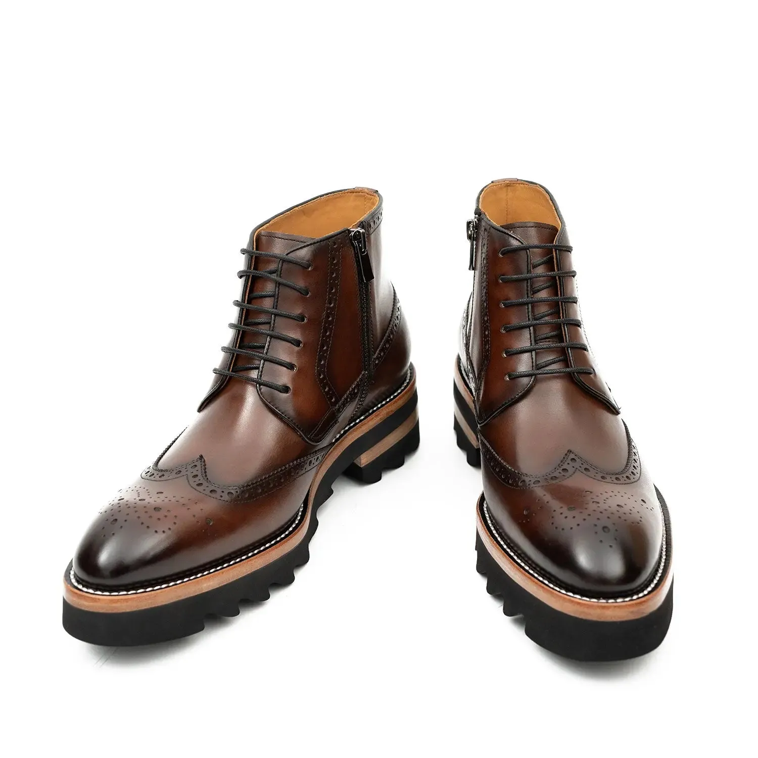 Side - Zipper Martin Boots Coffe Bear Claw Boots