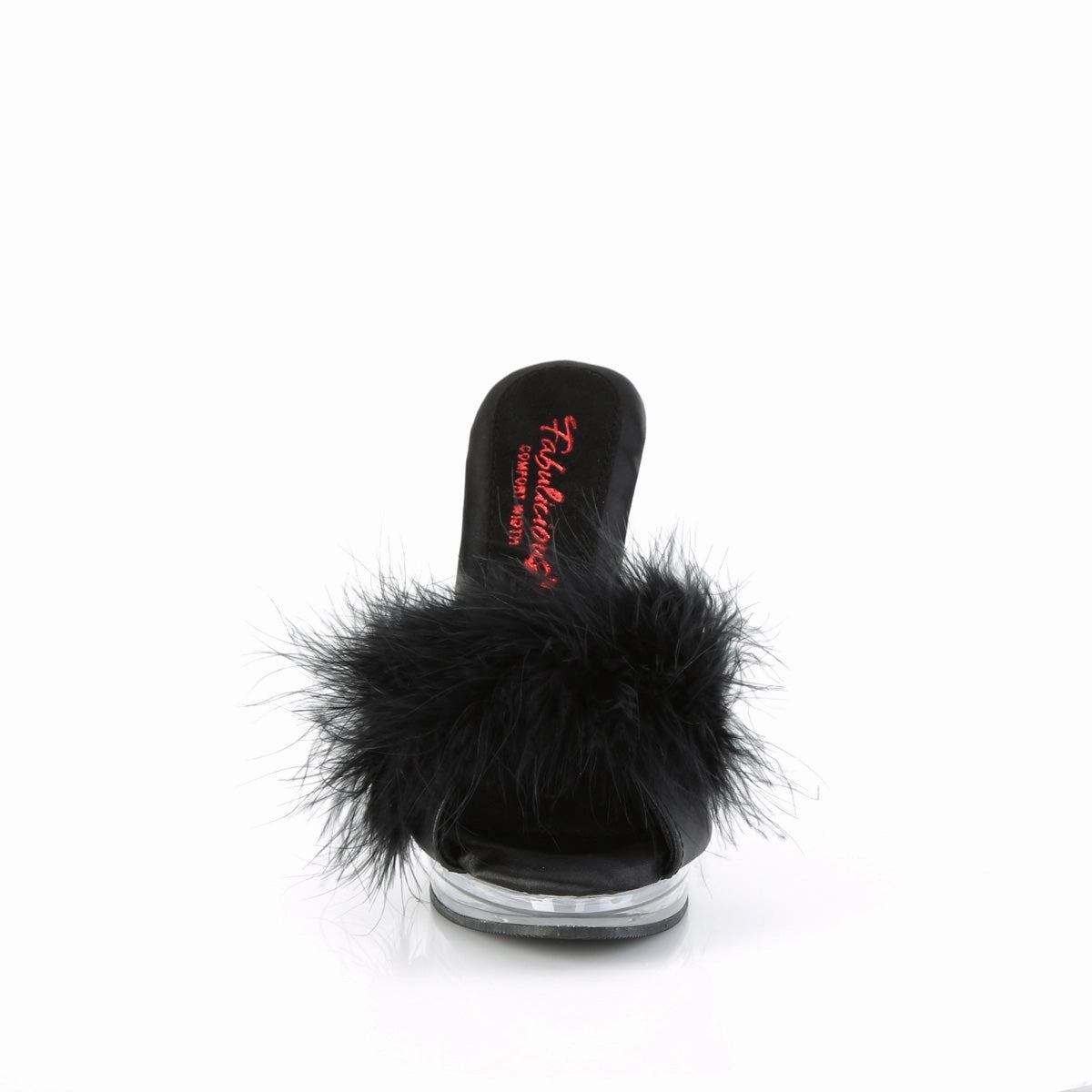Slippers Special Colour 5 Inch Heel GLORY-501F-8 Black Fur Clear