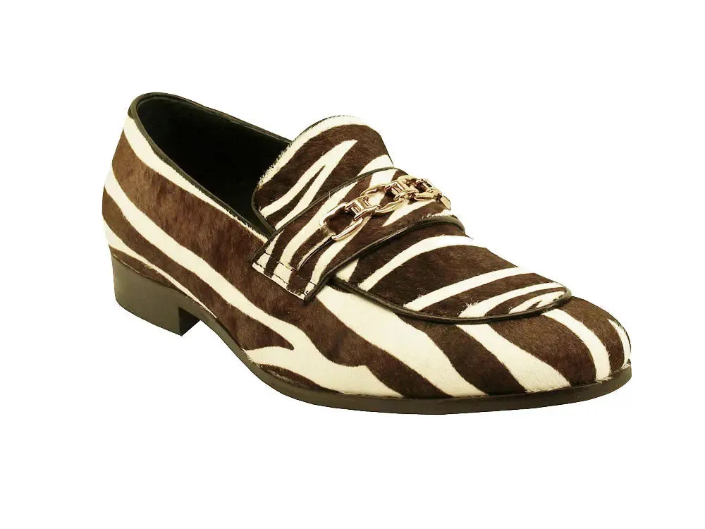 Loafers With The Socks Animal Print Chain Buckle Loafer