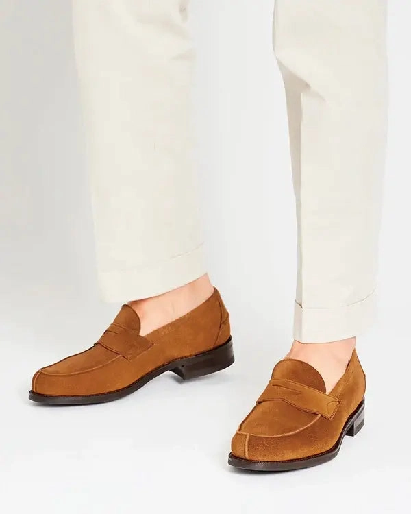 Tobacco Suede Penny Loafer Loafers And Socks
