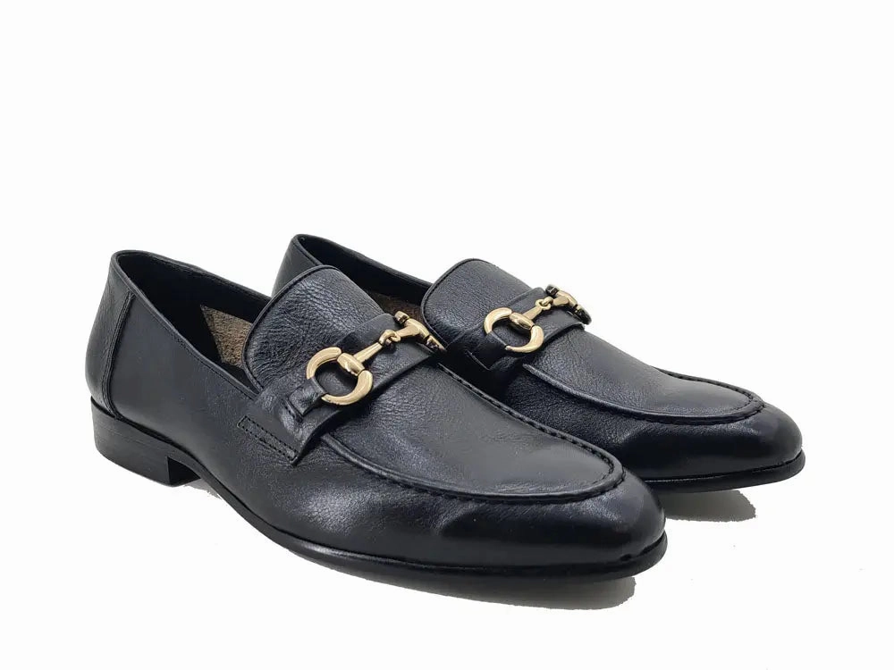 Soft Calf Leather with gold horse bit Handmade Loafers