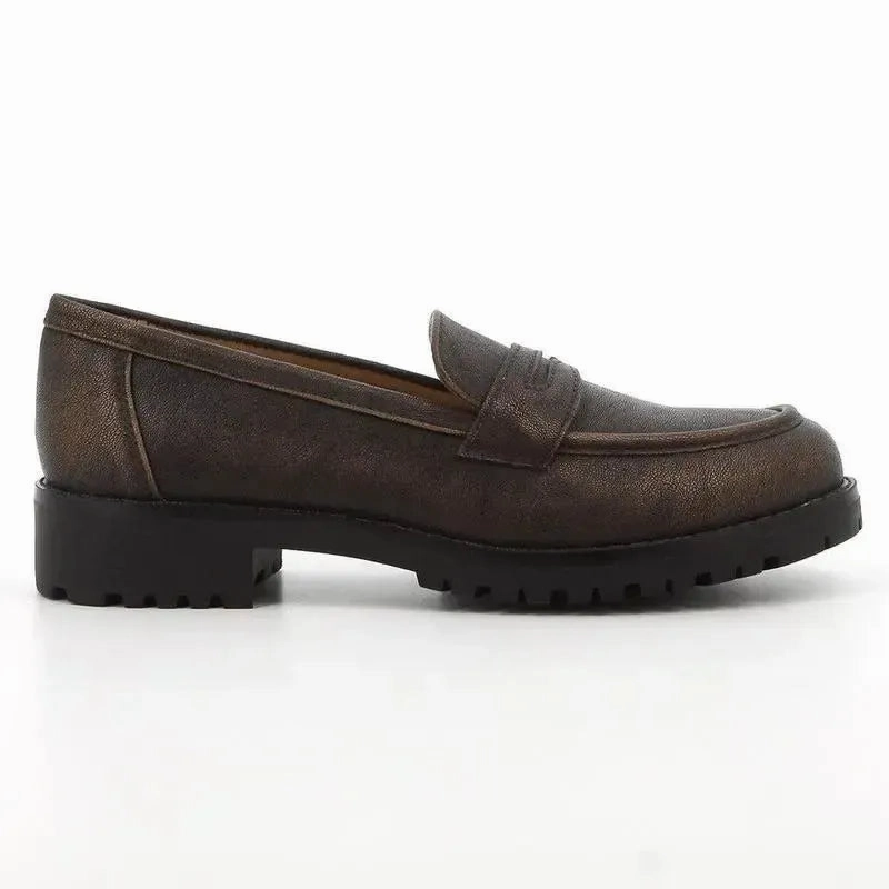 Shoes Leather Brogues Soft Style By Hush Puppies - Soft Samreen Metallic Moccasin - Bronze