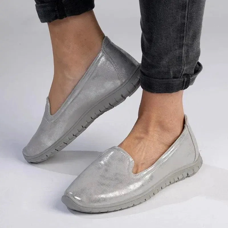 Delight Brogue Soft Style by Hush Puppies Nan Slip-on Shimmer Loafer - Silver