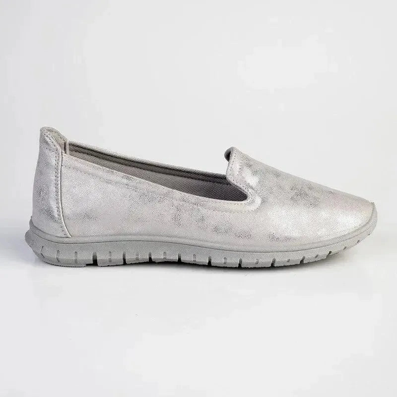 Soft Style by Hush Puppies Nan Slip-on Shimmer Loafer - Silver Grenson Brogues Womens -> Brogues