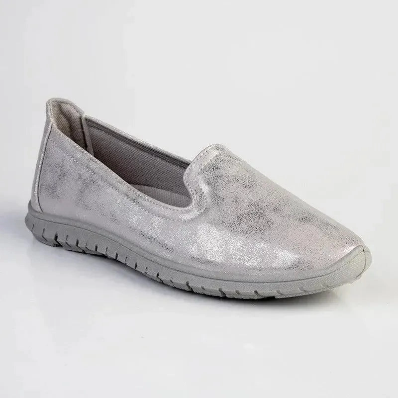 Soft Style by Hush Puppies Nan Slip-on Shimmer Loafer - Silver Bertie Brogues