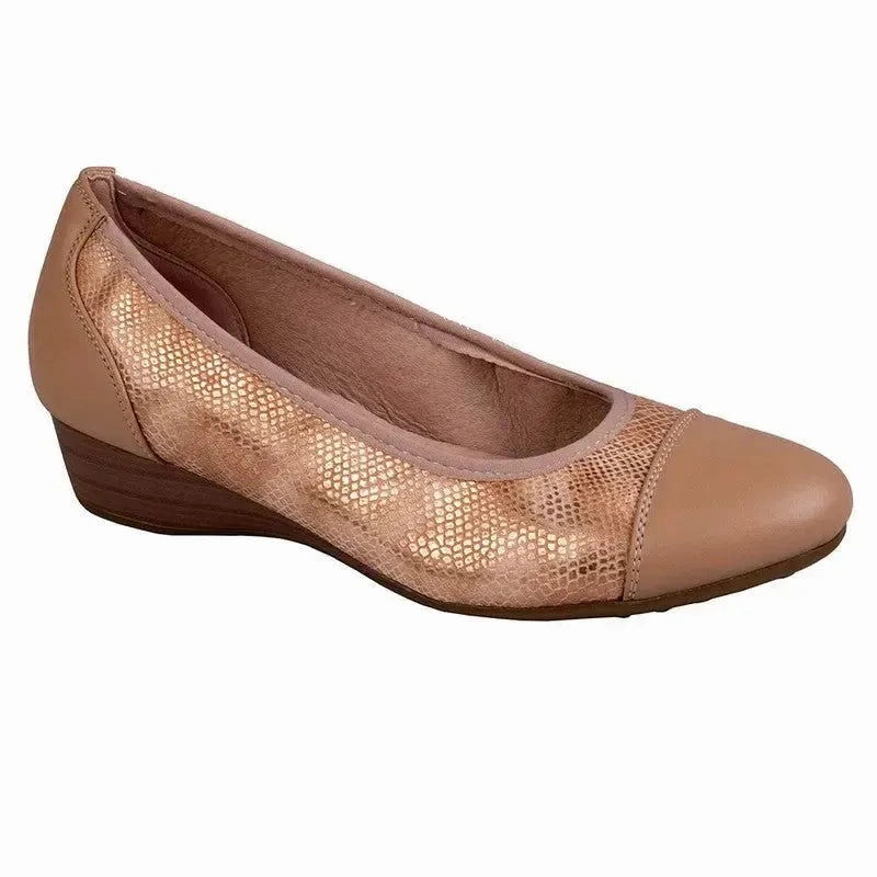 Soft Style By Hush Puppies Rishelle Wedge - Rose Gold Reptile Brogue And Derby