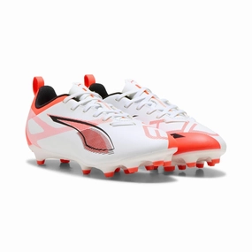 Puma Junior Unisex Football Boots Ultra 5 Play FG/AG White/Black/Glowing Red Marcelo Soccer Cleats
