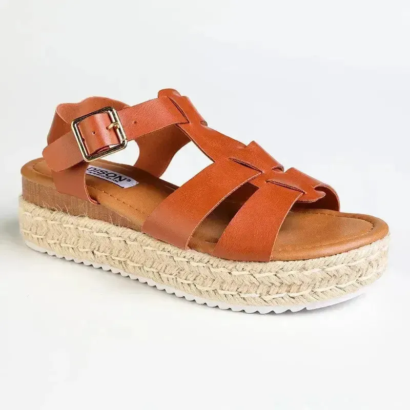 Flat Canvas Espadrilles Madison Double Strap T-Bar Espadrille Sandal - Tan