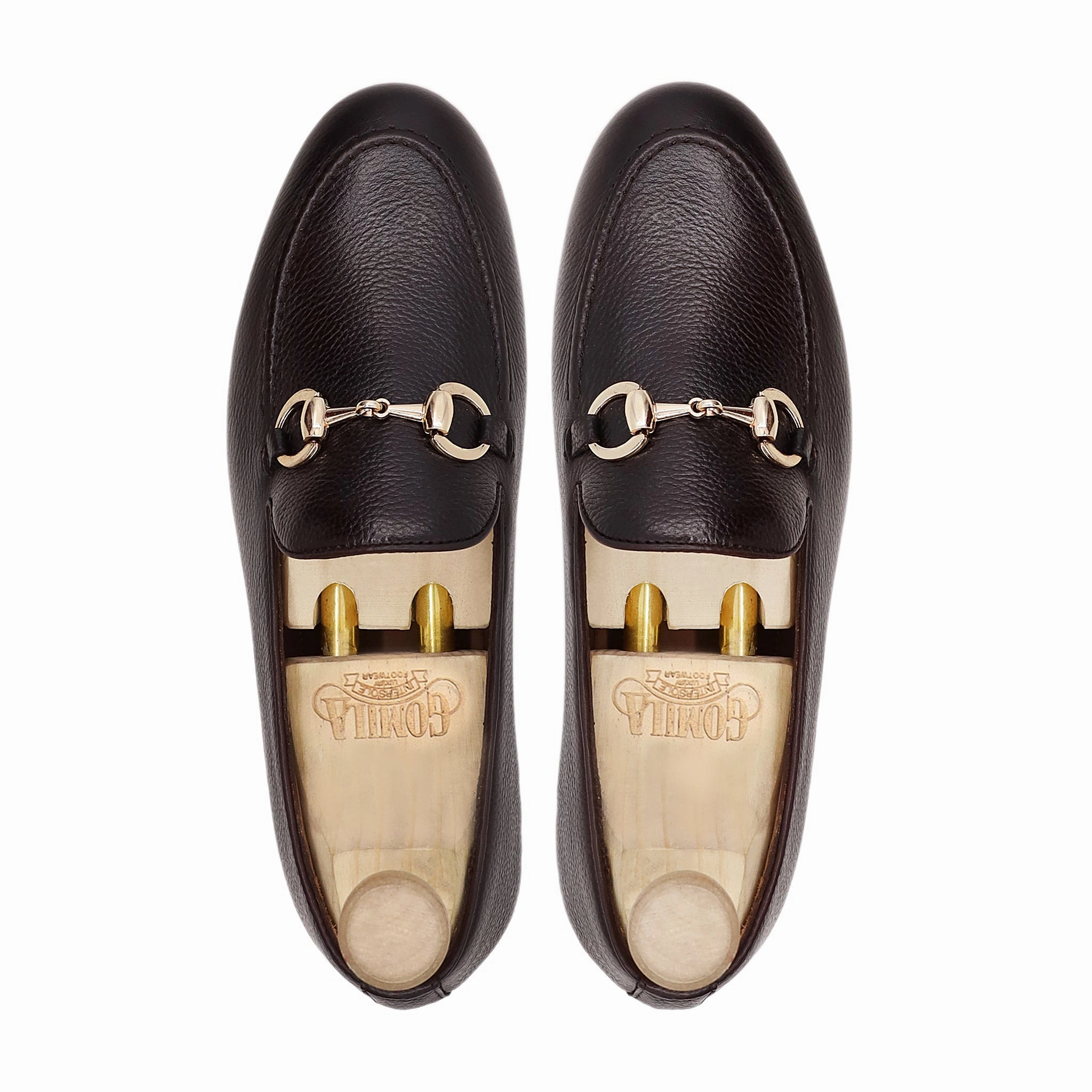 Byron - Men's Dark Brown Pebble Grain Leather Loafer Platform Heel Loafers