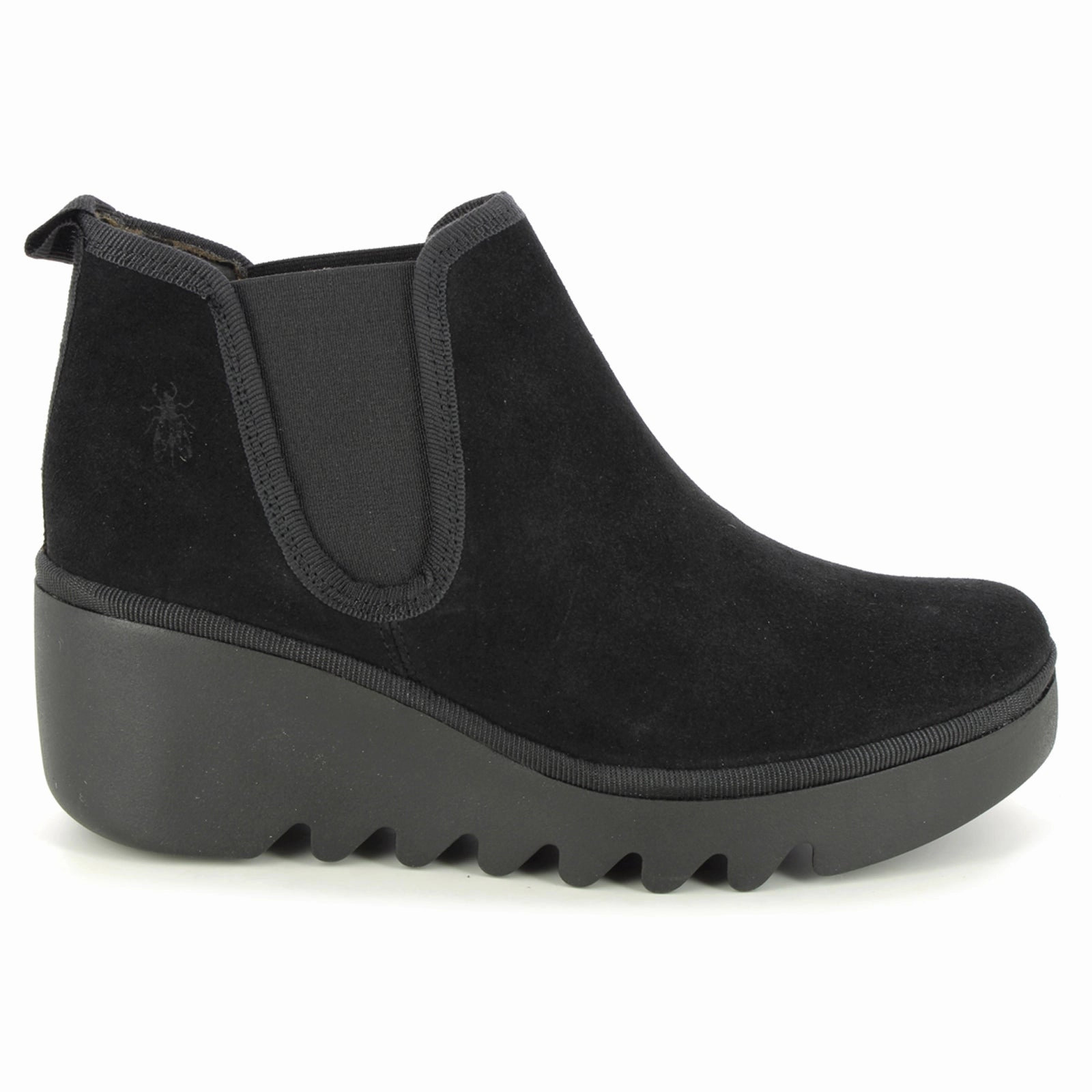 Fly London BYNE349FLY Suede Women's Slip On Black Boots Brown Suede Chelsea Boots Uk