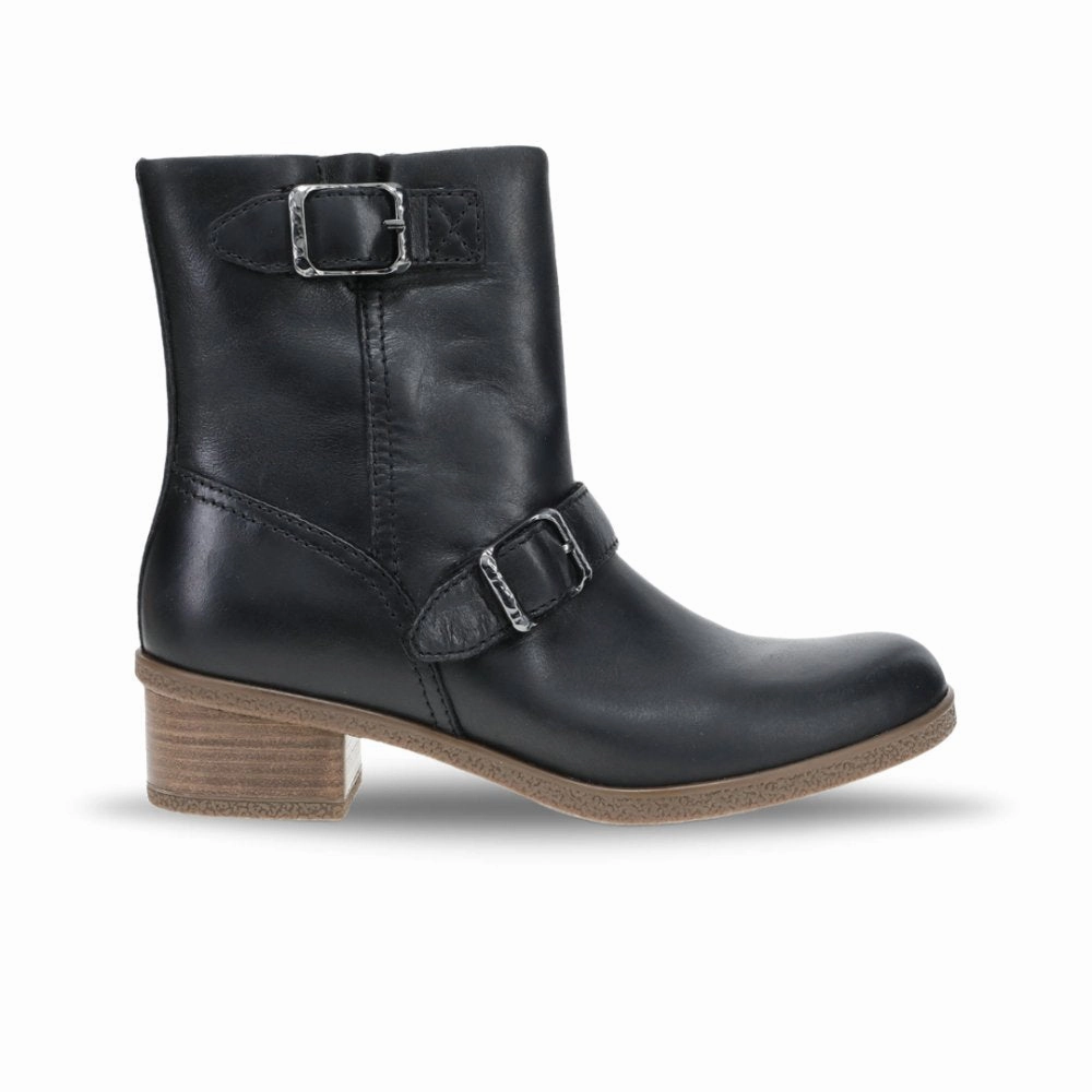 Dansko Women's Delphine - Black Waterproof Burnished Dress Shoes With Sneaker Bottom