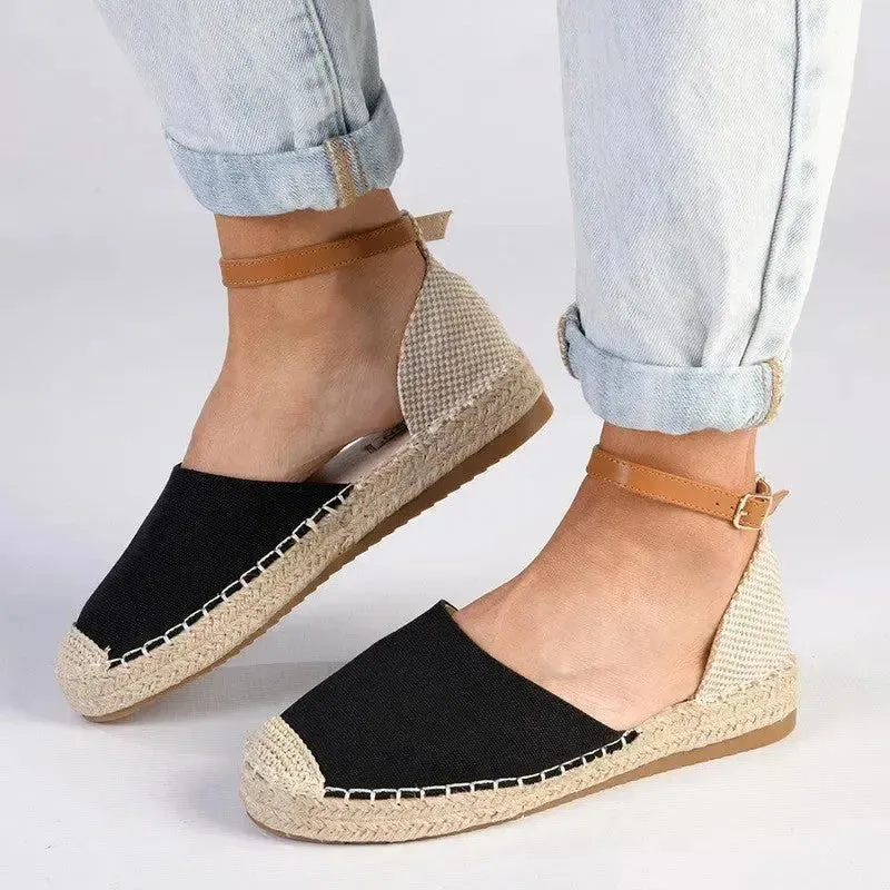 Madison Charlie Closed Espadrille Flats - Black/Nude/Tan Espadrille Wedges Castaner