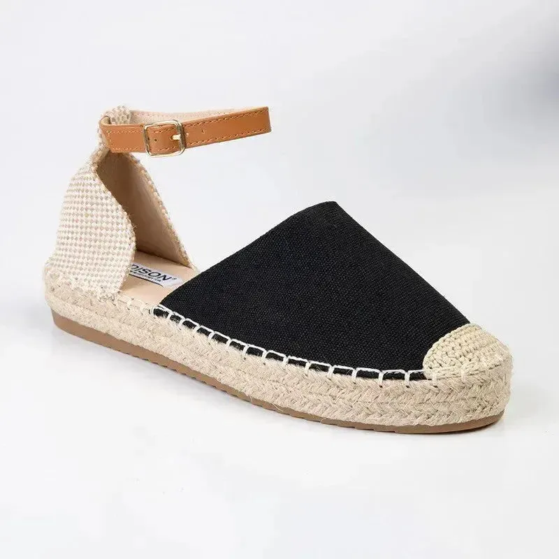 Chanel Espadrilles On Sale Madison Charlie Closed Espadrille Flats - Black/Nude/Tan
