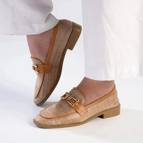 Madison Phoenix - Metal Trim Loafer - Tan Prada Platform Brogues
