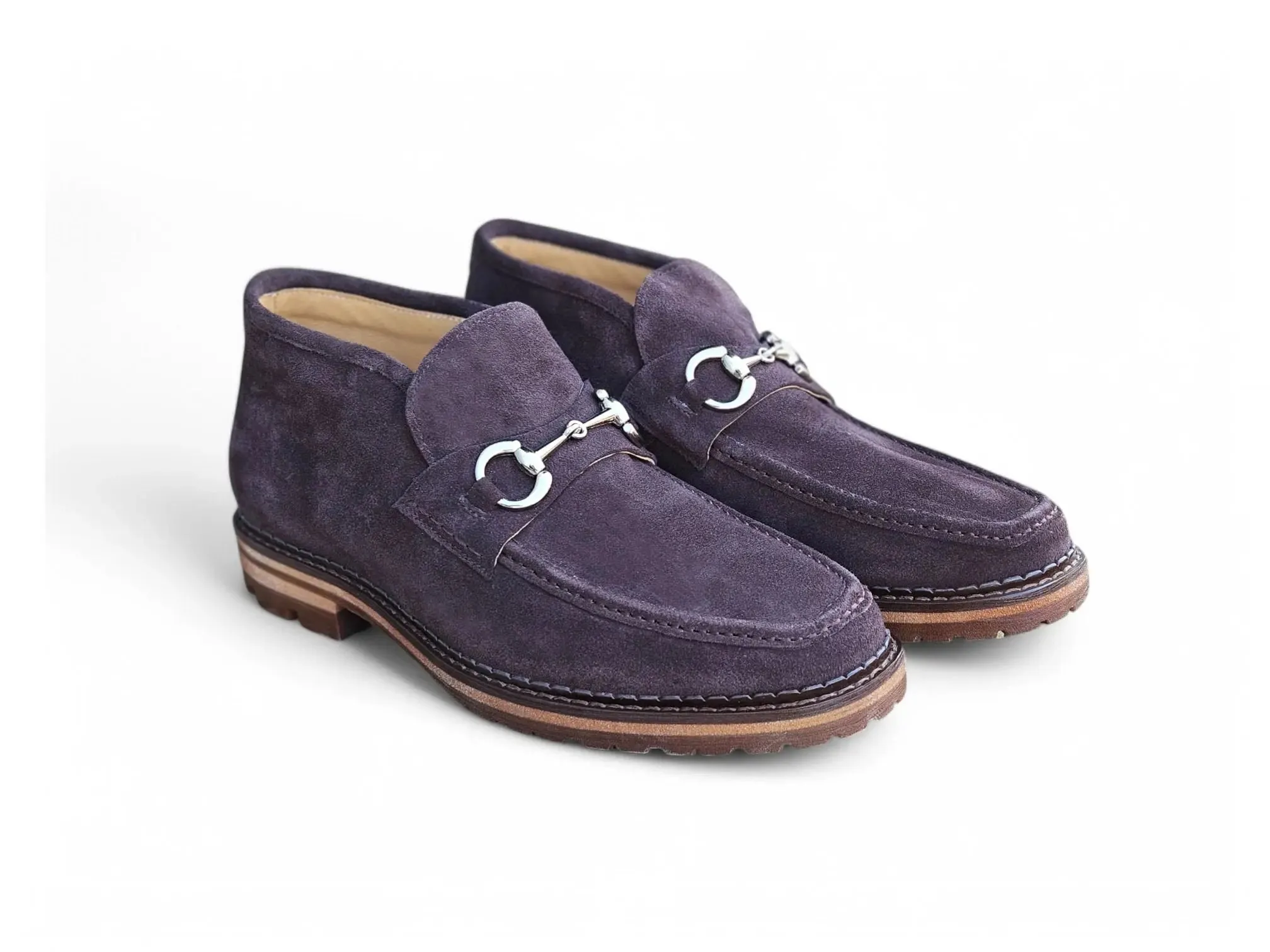 Suede Ankle Boot with Horsebit Dress Socks For Loafers