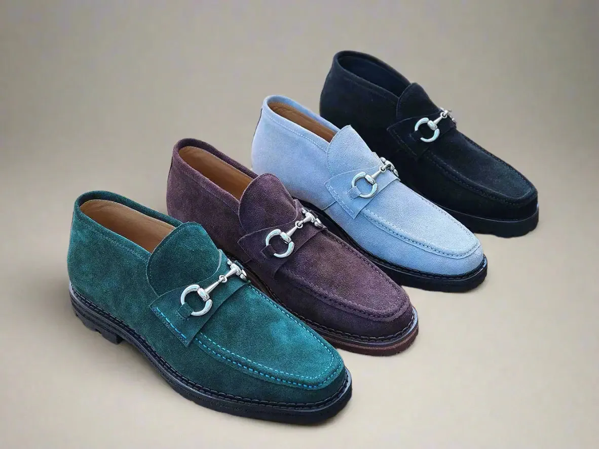 Suede Ankle Boot with Horsebit Loafers With Heel