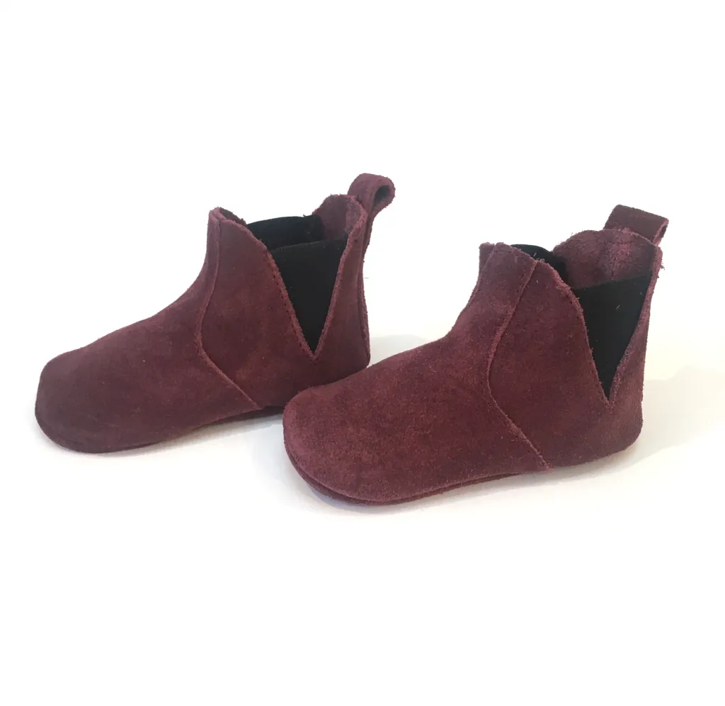 Suede Indie Chelsea Boot - Plum Boots With Fringe