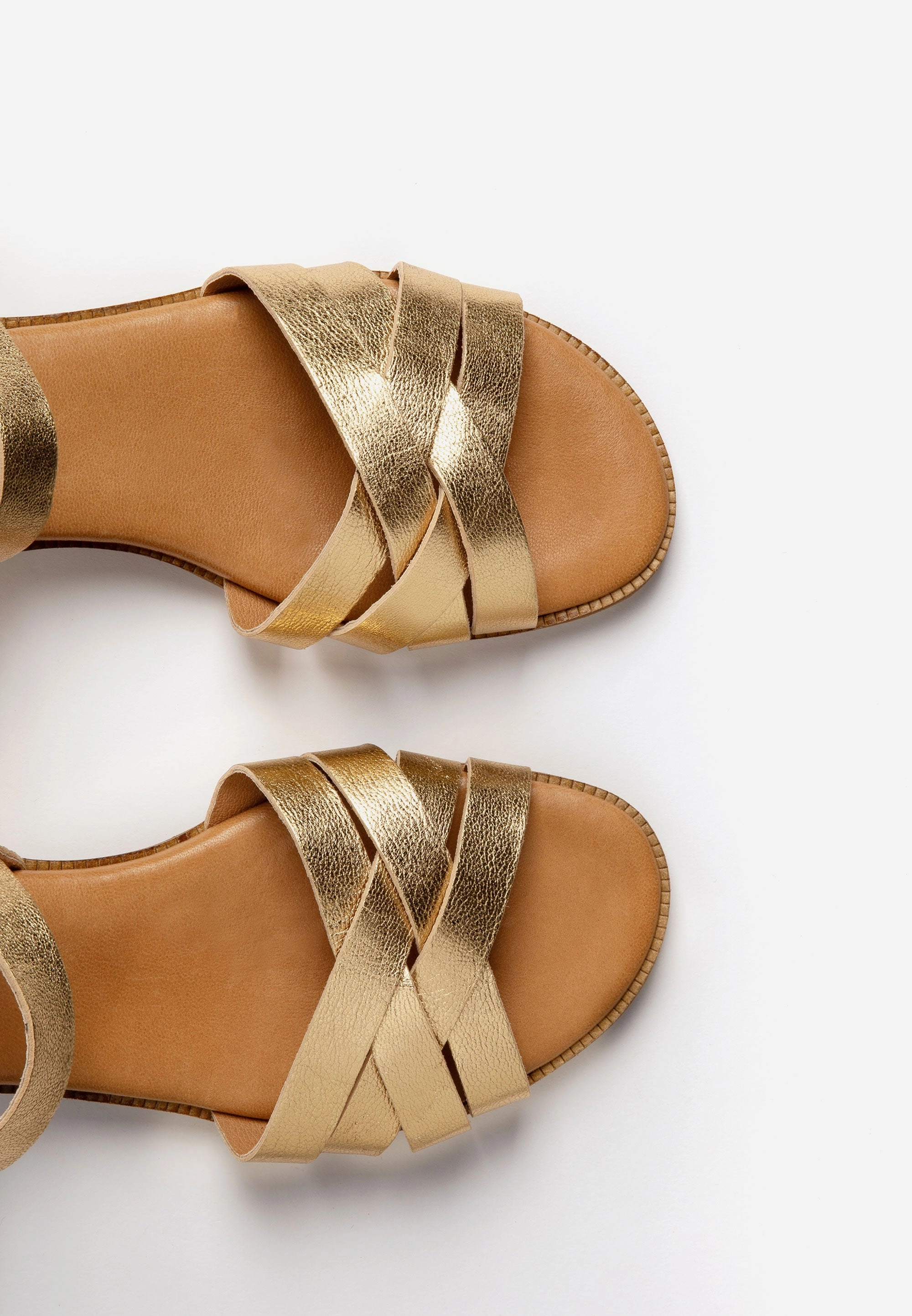 Shepherdess Sandals Gold Leather Traditional Catalan Espadrilles