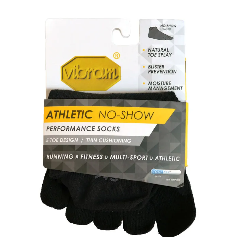 Vibram Five Toe Athletic No Show Sock - Black Long Run Shoes