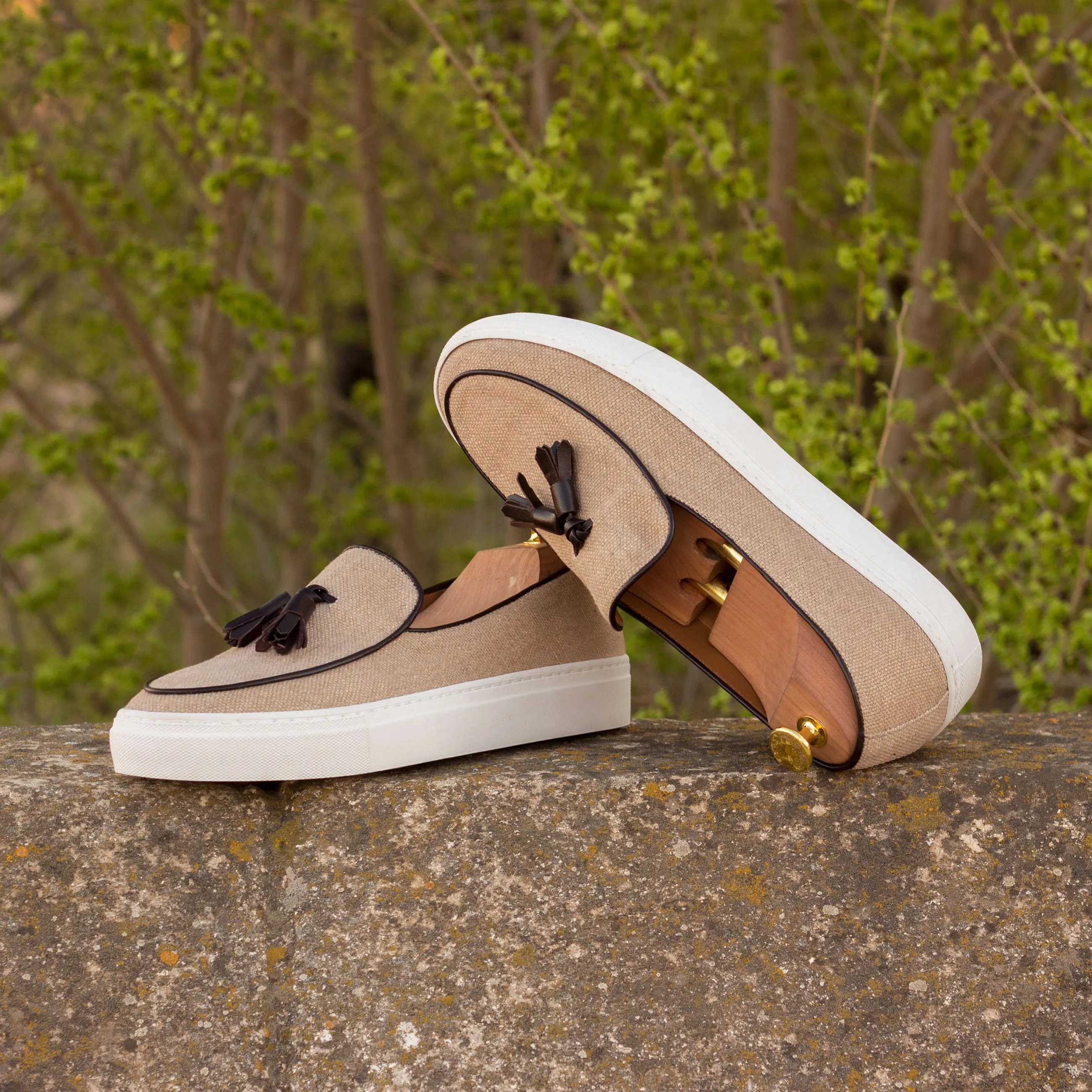 Tan Linen Belgian Sneakers Camper Loafers