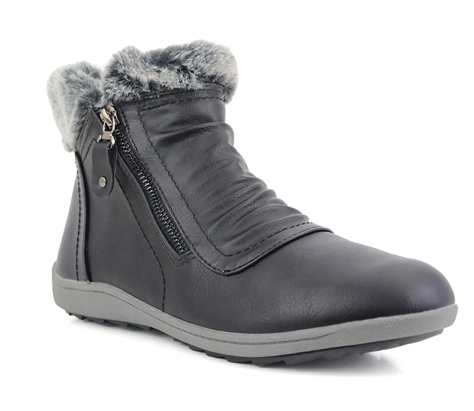 Egirl Boots B769000 Womens Faux Leather Fur Lined Ankle Boots in Black