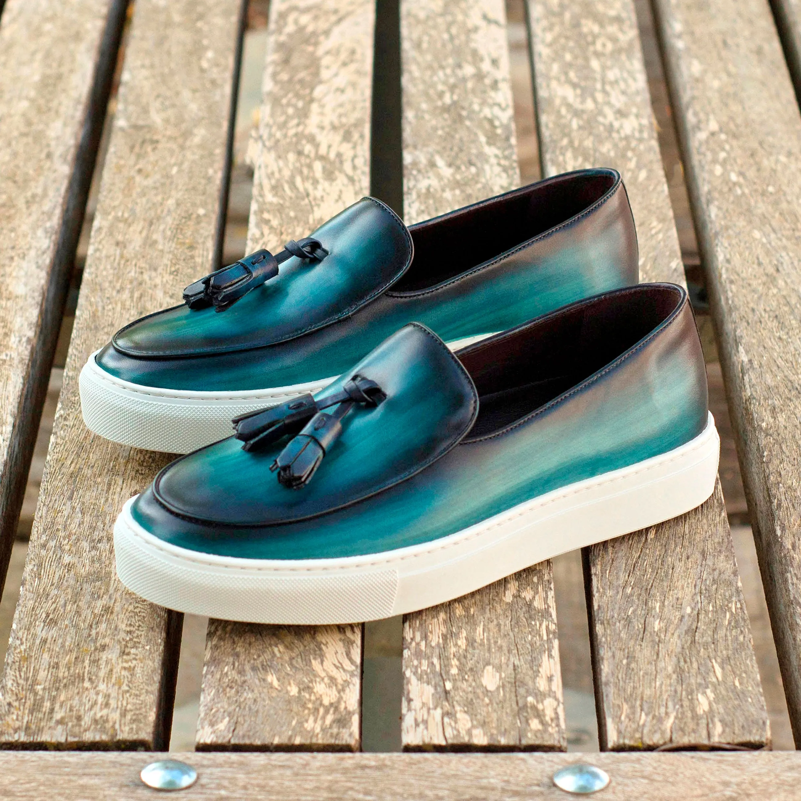 Silver Loafers Turquoise Regular Patina Belgian Sneakers